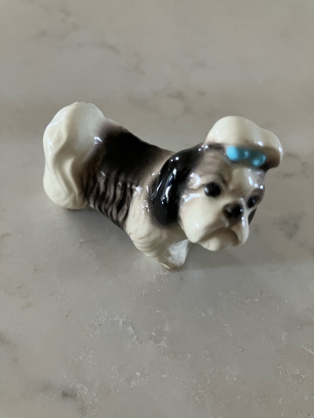 Vintage miniature Shih Tzu dog ceramic figurine